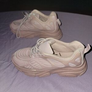 Fashion Nova Casual Chunky Lace-Up Sneakers in Light Pink Size 8 1/2